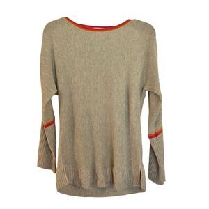 Lisa Todd cotton waffle pink orange trim sweater small